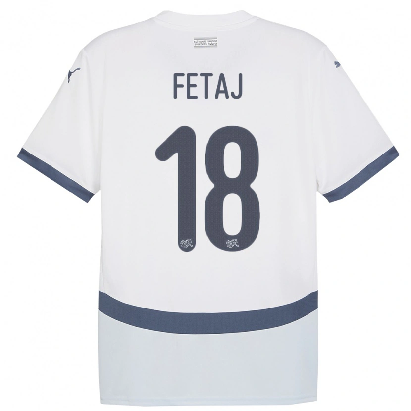 Danxen Heren Zwitserland Sarjon Fetaj #18 Wit Uitshirt Uittenue 24-26 T-Shirt