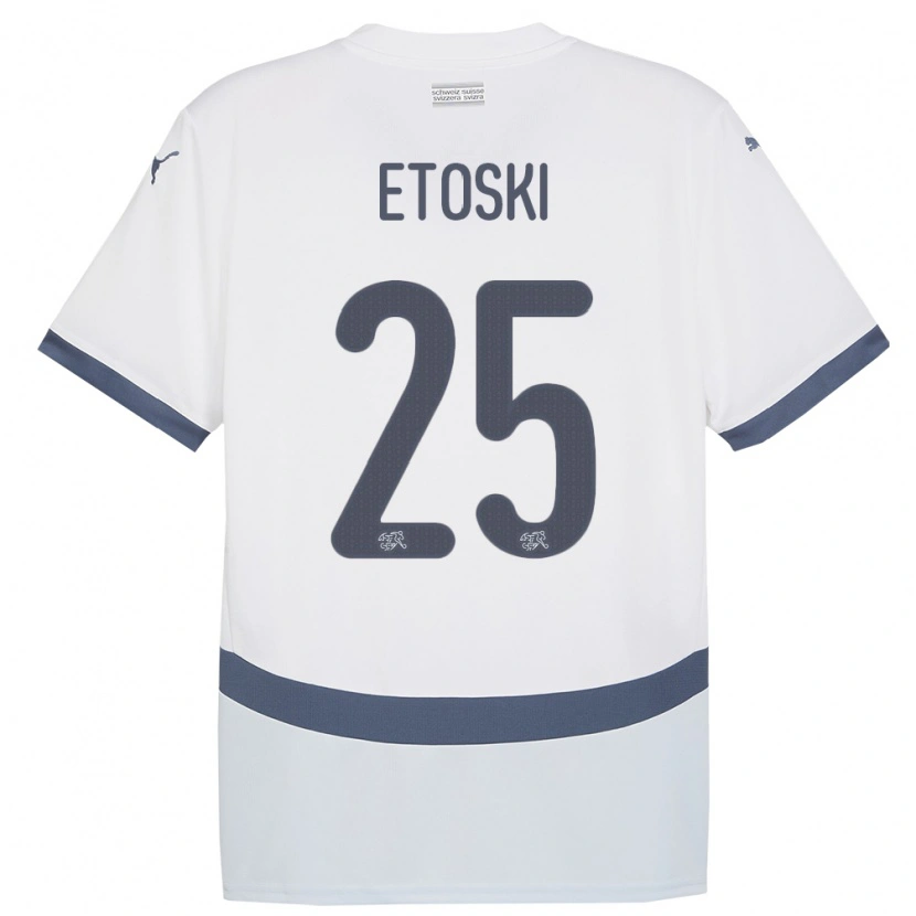 Danxen Heren Zwitserland Edin Etoski #25 Wit Uitshirt Uittenue 24-26 T-Shirt