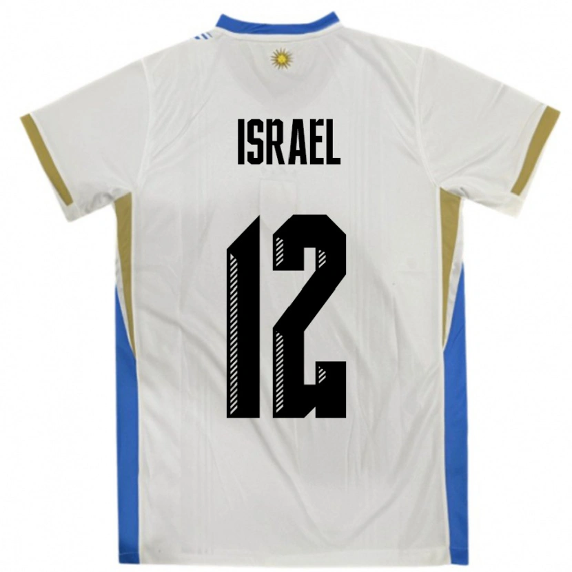 Danxen Heren Uruguay Franco Israel #12 Wit Blauw Uitshirt Uittenue 24-26 T-Shirt