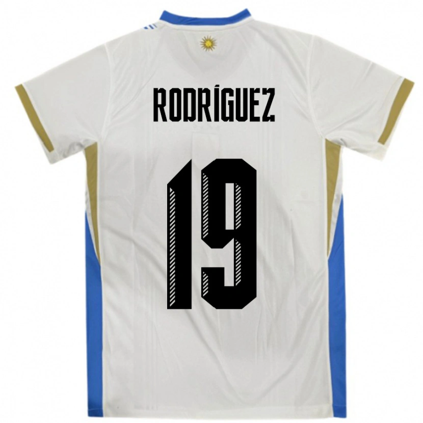 Danxen Heren Uruguay Luciano Rodríguez #19 Wit Blauw Uitshirt Uittenue 24-26 T-Shirt