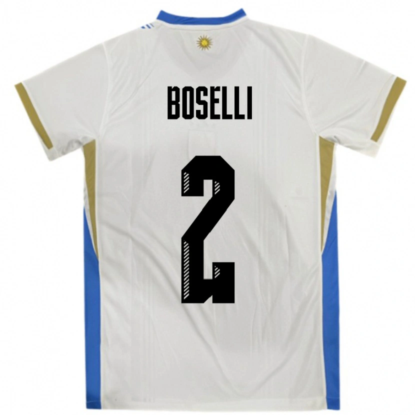 Danxen Heren Uruguay Sebastián Boselli #2 Wit Blauw Uitshirt Uittenue 24-26 T-Shirt