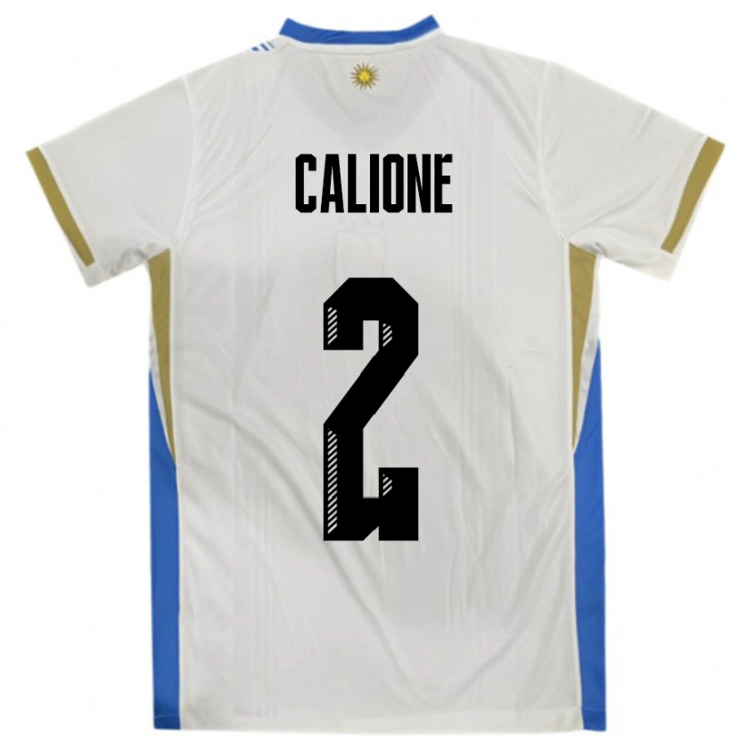 Danxen Heren Uruguay Paolo Calione #2 Wit Blauw Uitshirt Uittenue 24-26 T-Shirt