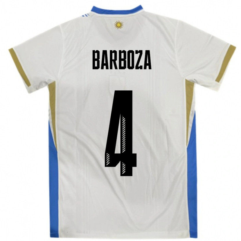 Danxen Heren Uruguay Brian Barboza #4 Wit Blauw Uitshirt Uittenue 24-26 T-Shirt