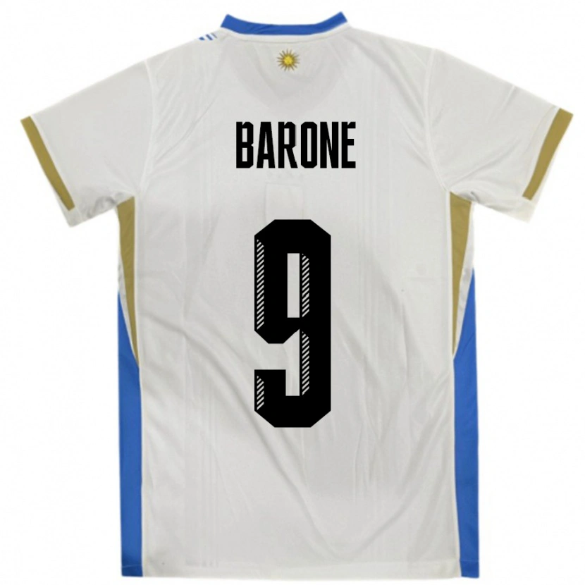 Danxen Heren Uruguay Faustino Barone #9 Wit Blauw Uitshirt Uittenue 24-26 T-Shirt