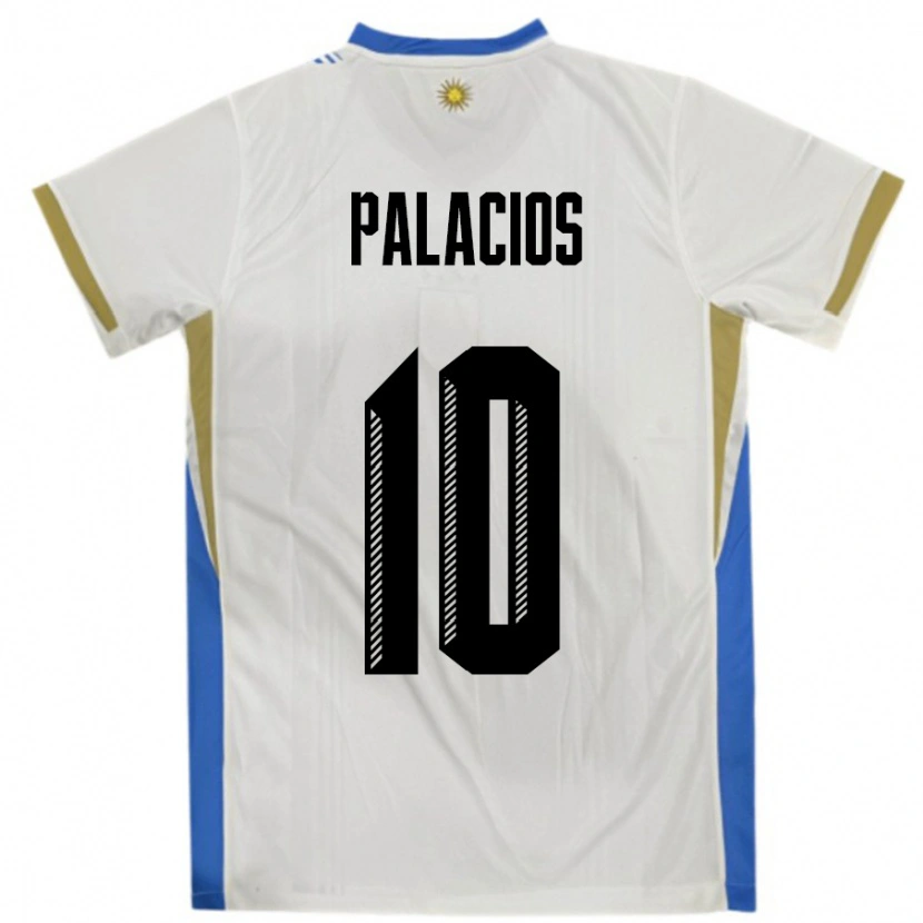 Danxen Heren Uruguay Tiago Palacios #10 Wit Blauw Uitshirt Uittenue 24-26 T-Shirt