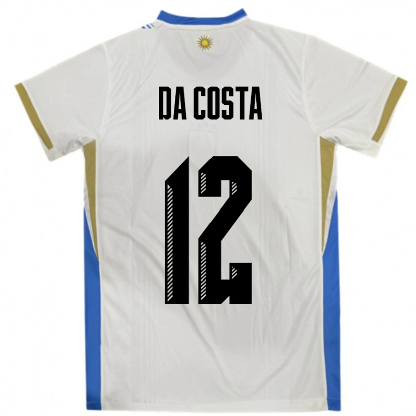 Danxen Heren Uruguay Paulo Da Costa #12 Wit Blauw Uitshirt Uittenue 24-26 T-Shirt