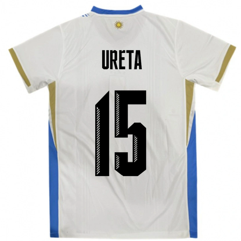 Danxen Heren Uruguay Mateo Ureta #15 Wit Blauw Uitshirt Uittenue 24-26 T-Shirt