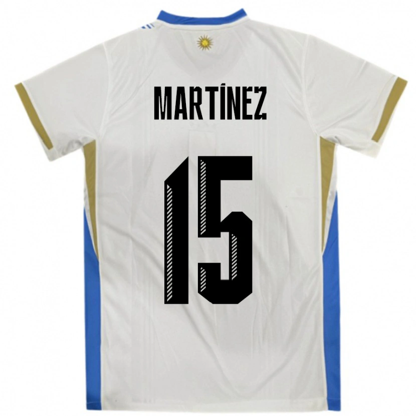 Danxen Heren Uruguay Facundo Martínez #15 Wit Blauw Uitshirt Uittenue 24-26 T-Shirt