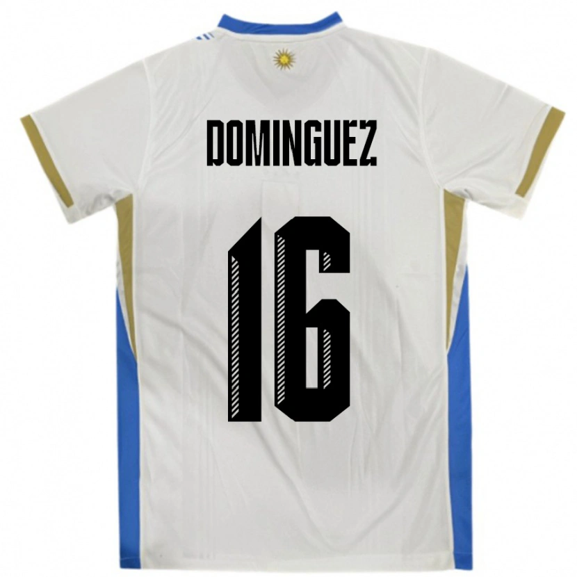 Danxen Heren Uruguay Facundo Dominguez #16 Wit Blauw Uitshirt Uittenue 24-26 T-Shirt