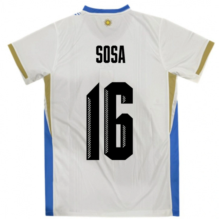 Danxen Heren Uruguay Santiago Sosa #16 Wit Blauw Uitshirt Uittenue 24-26 T-Shirt