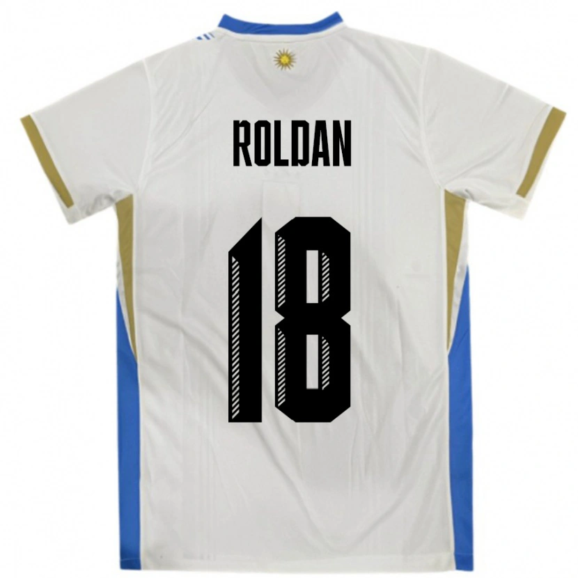 Danxen Heren Uruguay Thiago Roldan #18 Wit Blauw Uitshirt Uittenue 24-26 T-Shirt