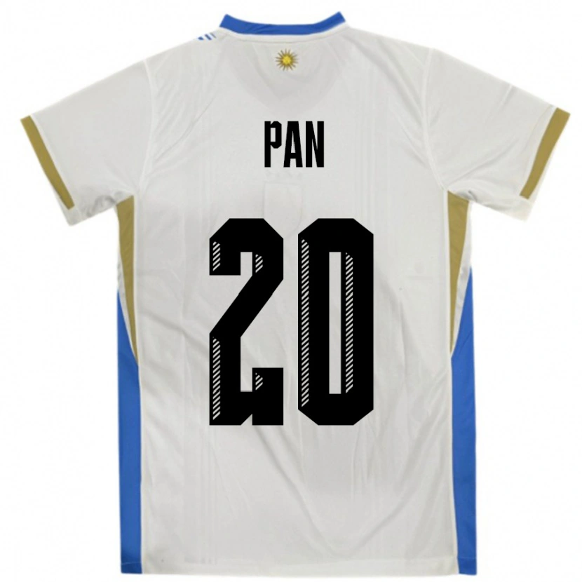 Danxen Heren Uruguay Gonzalo Pan #20 Wit Blauw Uitshirt Uittenue 24-26 T-Shirt