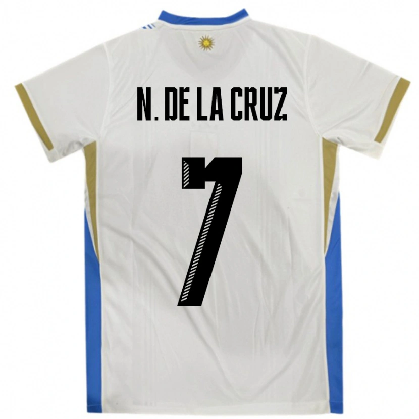 Danxen Heren Uruguay Nicolas De La Cruz #7 Wit Blauw Uitshirt Uittenue 24-26 T-Shirt