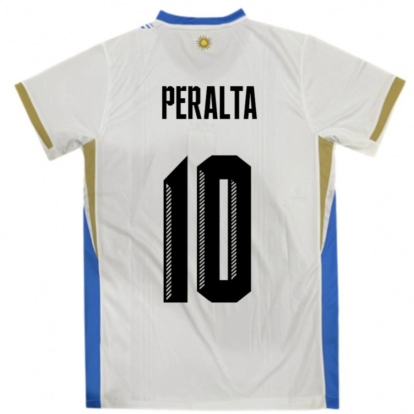 Danxen Heren Uruguay Mateo Peralta #10 Wit Blauw Uitshirt Uittenue 24-26 T-Shirt