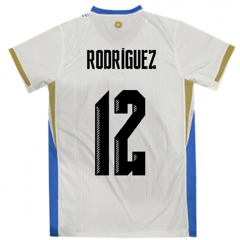 Danxen Heren Uruguay Randall Rodriguez #12 Wit Blauw Uitshirt Uittenue 24-26 T-Shirt