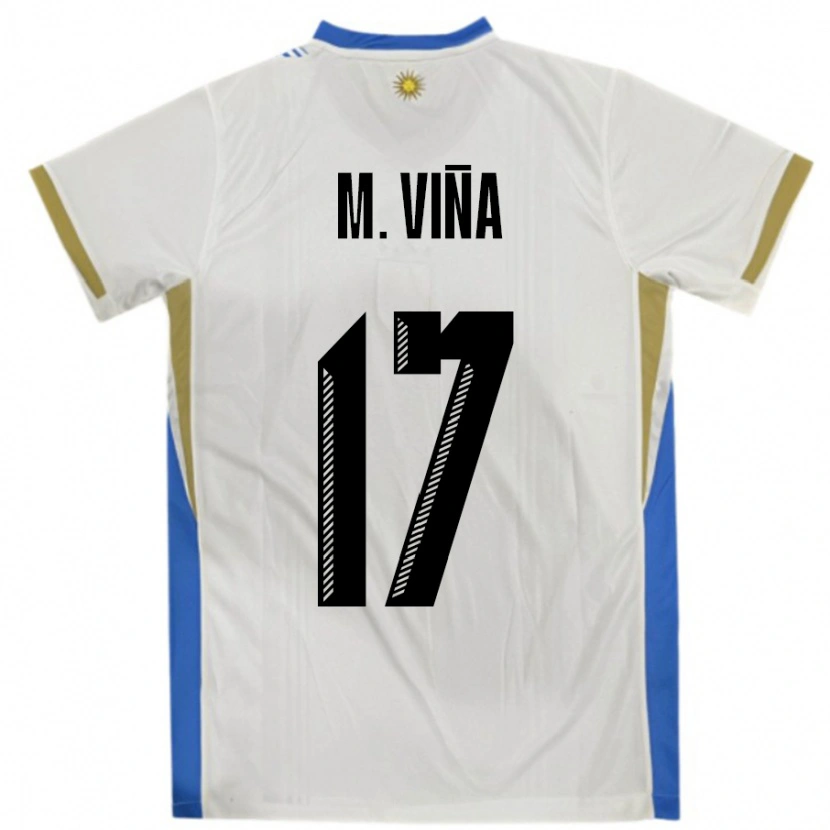 Danxen Heren Uruguay Matias Vina #17 Wit Blauw Uitshirt Uittenue 24-26 T-Shirt