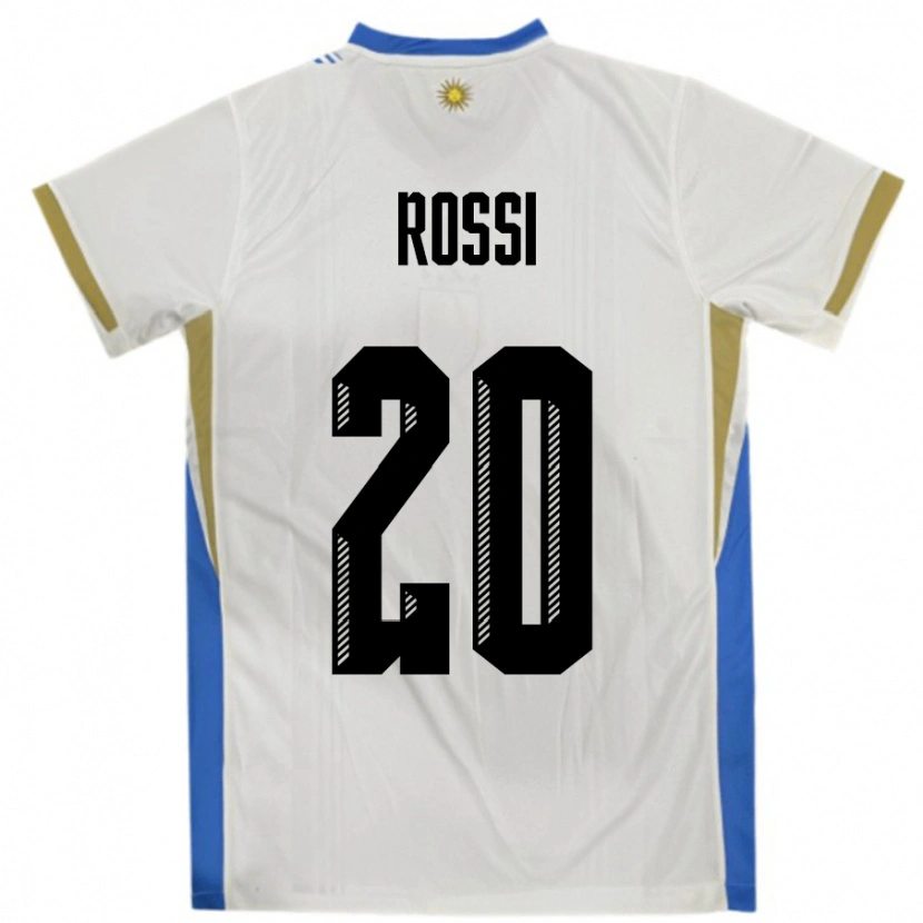 Danxen Heren Uruguay Diego Rossi #20 Wit Blauw Uitshirt Uittenue 24-26 T-Shirt