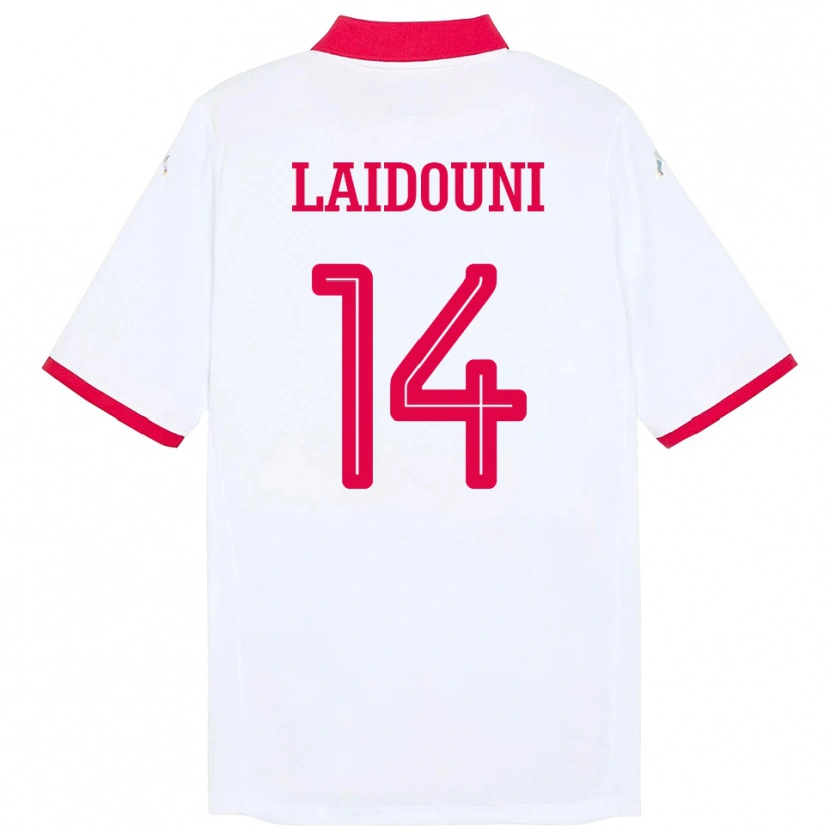 Danxen Heren Tunesië Aïssa Laïdouni #14 Wit Uitshirt Uittenue 24-26 T-Shirt