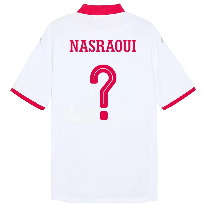 Danxen Heren Tunesië Mohamed Nasraoui #0 Wit Uitshirt Uittenue 24-26 T-Shirt