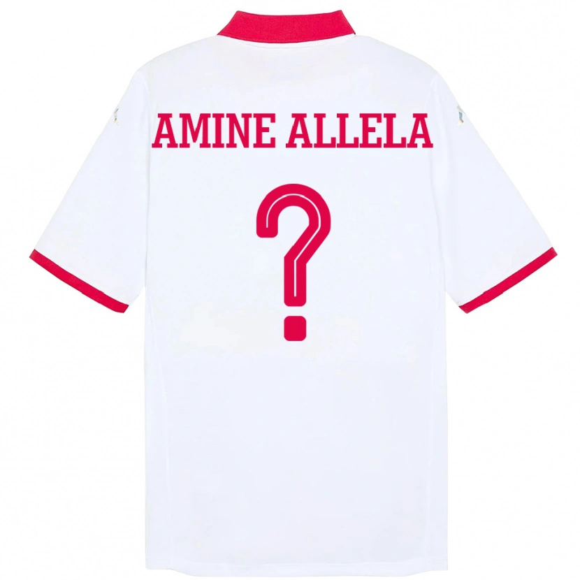 Danxen Heren Tunesië Mohamed Amine Allela #0 Wit Uitshirt Uittenue 24-26 T-Shirt