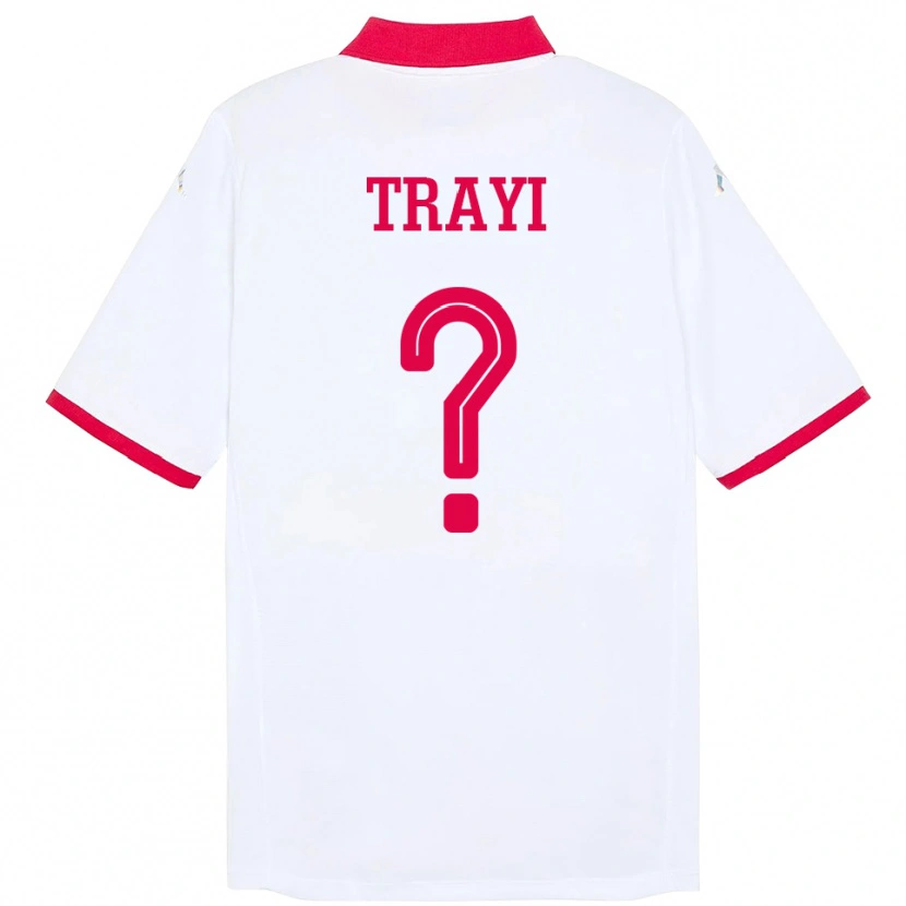 Danxen Heren Tunesië Louay Trayi #0 Wit Uitshirt Uittenue 24-26 T-Shirt