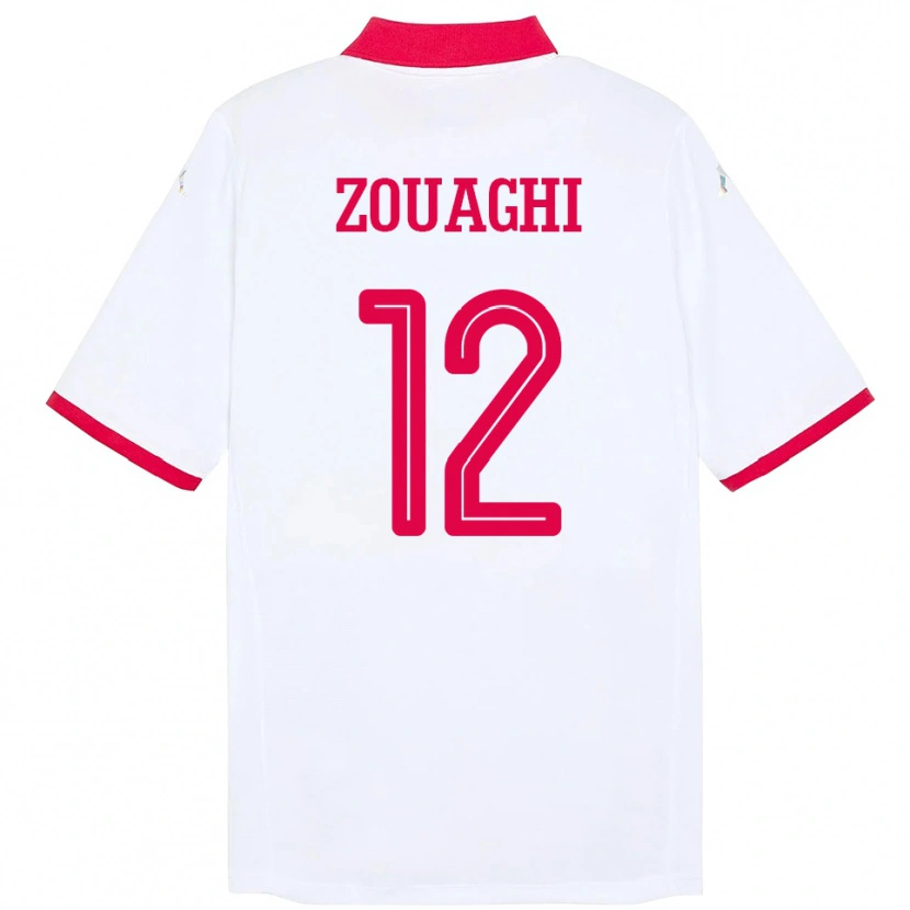 Danxen Heren Tunesië Thomas Zouaghi #12 Wit Uitshirt Uittenue 24-26 T-Shirt