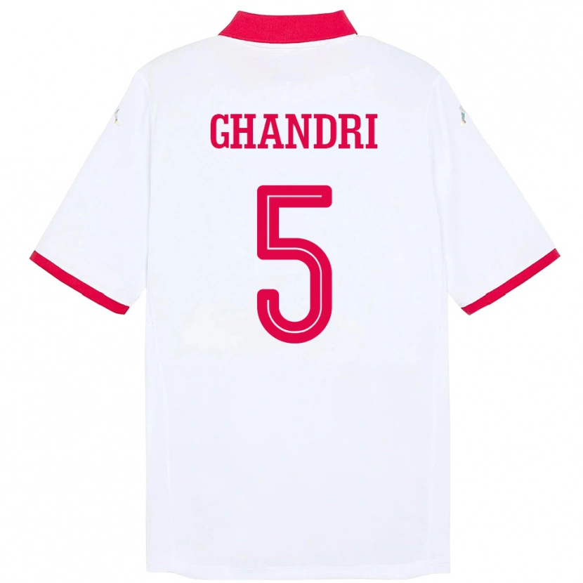Danxen Heren Tunesië Nader Ghandri #5 Wit Uitshirt Uittenue 24-26 T-Shirt