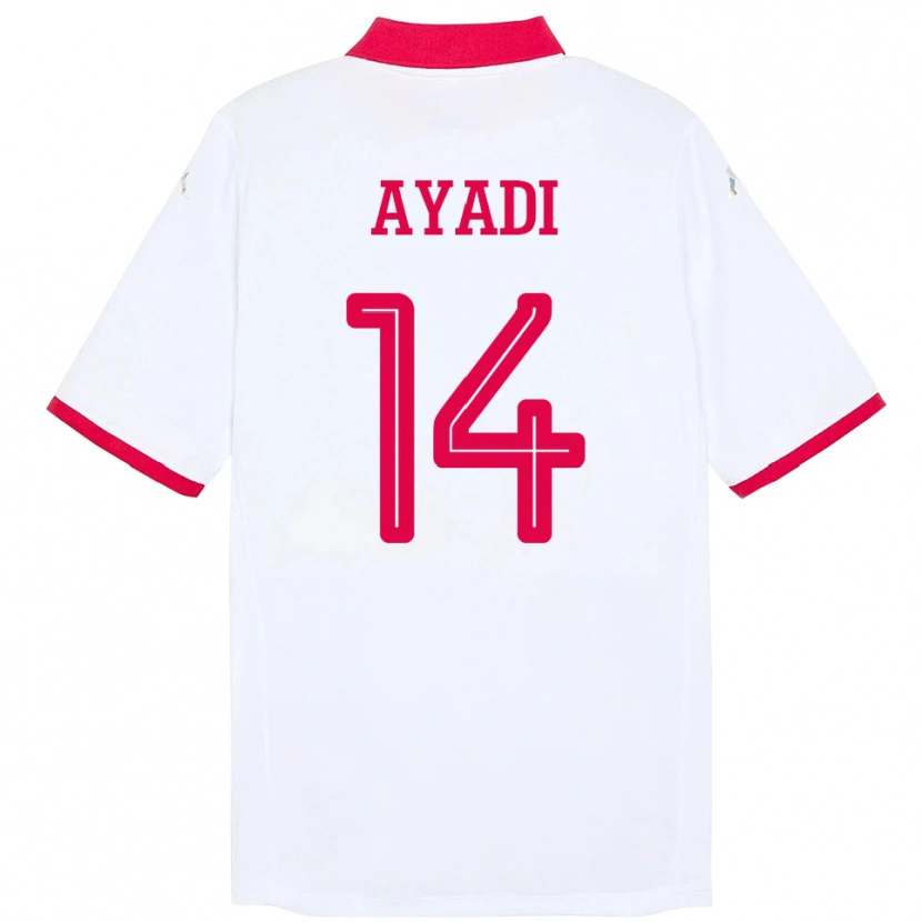 Danxen Heren Tunesië Ghada Ayadi #14 Wit Uitshirt Uittenue 24-26 T-Shirt