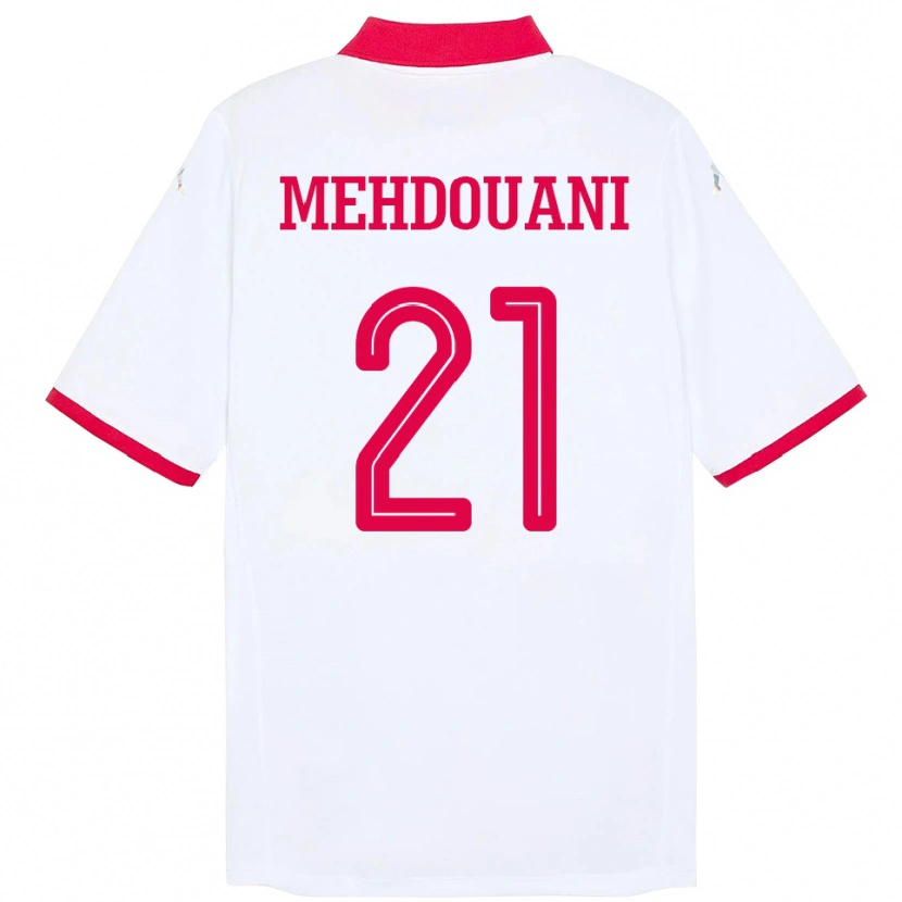 Danxen Heren Tunesië Firas Mehdouani #21 Wit Uitshirt Uittenue 24-26 T-Shirt