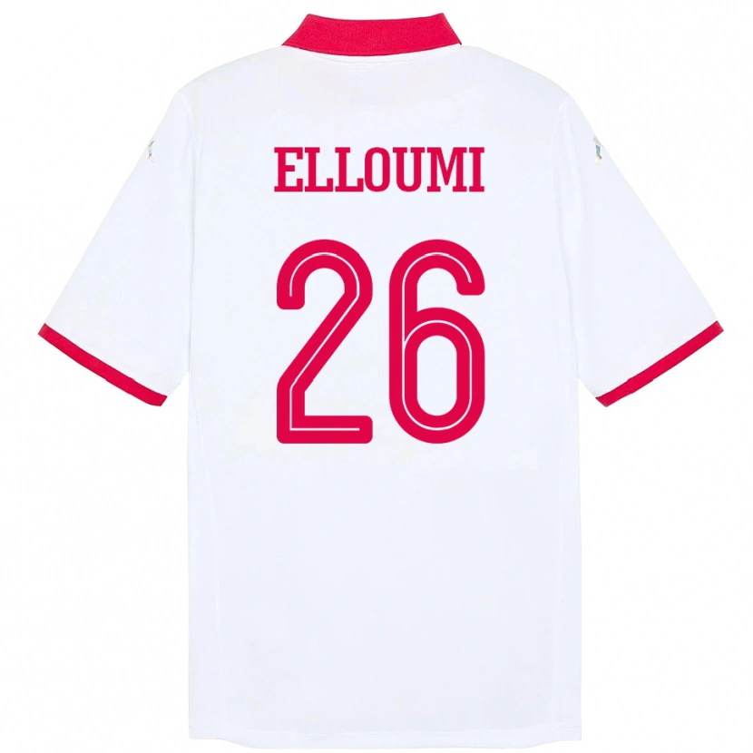 Danxen Heren Tunesië Khalil Elloumi #26 Wit Uitshirt Uittenue 24-26 T-Shirt