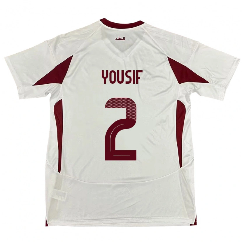Danxen Heren Qatar Abdalla Yousif #2 Wit Uitshirt Uittenue 24-26 T-Shirt