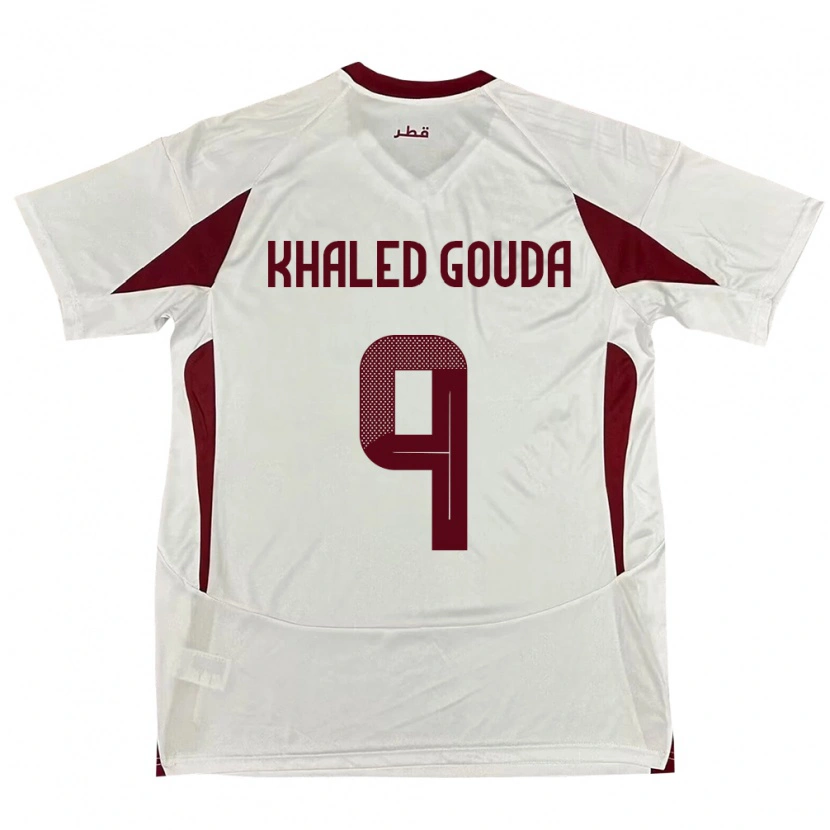 Danxen Heren Qatar Mohamed Khaled Gouda #9 Wit Uitshirt Uittenue 24-26 T-Shirt