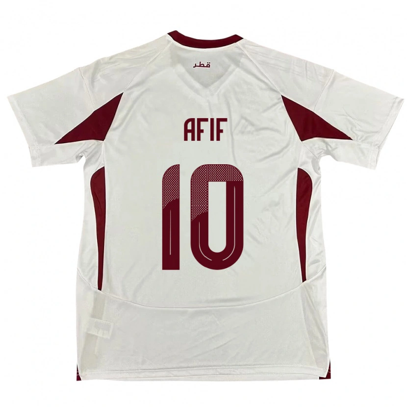 Danxen Heren Qatar Akram Afif #10 Wit Uitshirt Uittenue 24-26 T-Shirt