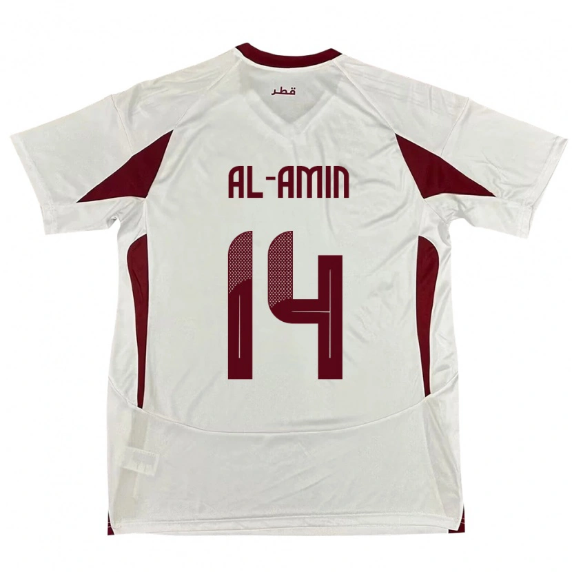 Danxen Heren Qatar Homam Al-Amin #14 Wit Uitshirt Uittenue 24-26 T-Shirt