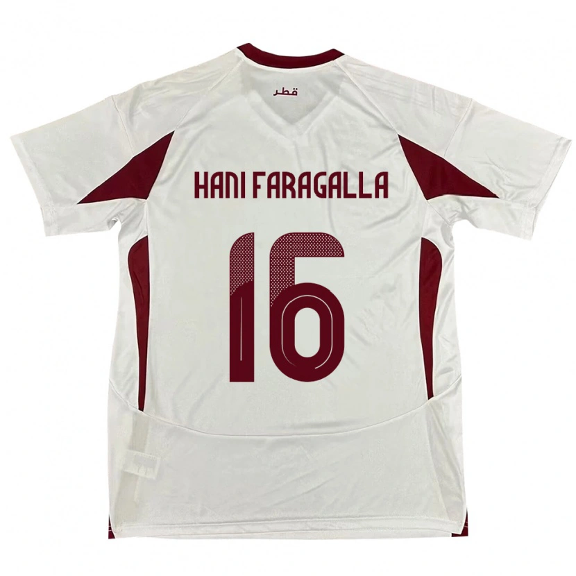 Danxen Heren Qatar Mohamed Hani Faragalla #16 Wit Uitshirt Uittenue 24-26 T-Shirt