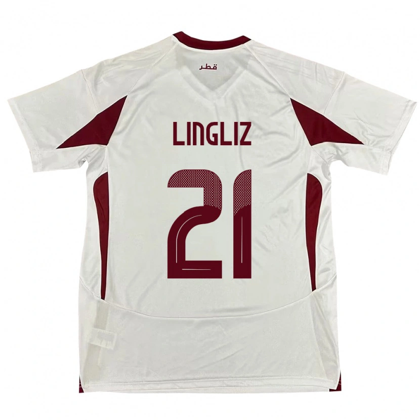Danxen Heren Qatar Mohamed Lingliz #21 Wit Uitshirt Uittenue 24-26 T-Shirt