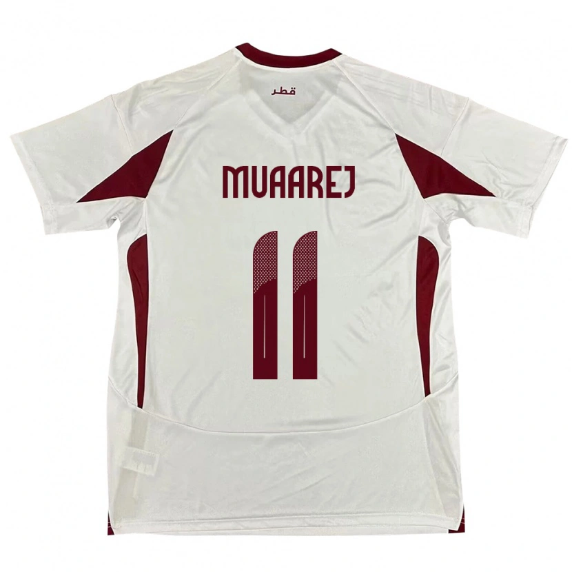 Danxen Heren Qatar Mooza Muaarej #11 Wit Uitshirt Uittenue 24-26 T-Shirt
