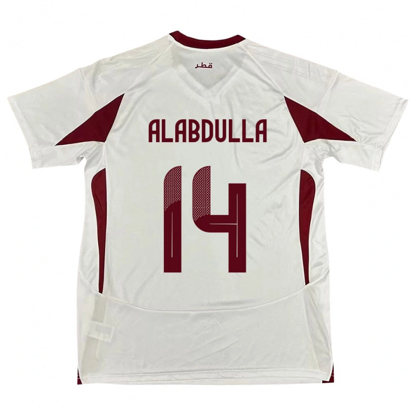 Danxen Heren Qatar Moudhi Alabdulla #14 Wit Uitshirt Uittenue 24-26 T-Shirt