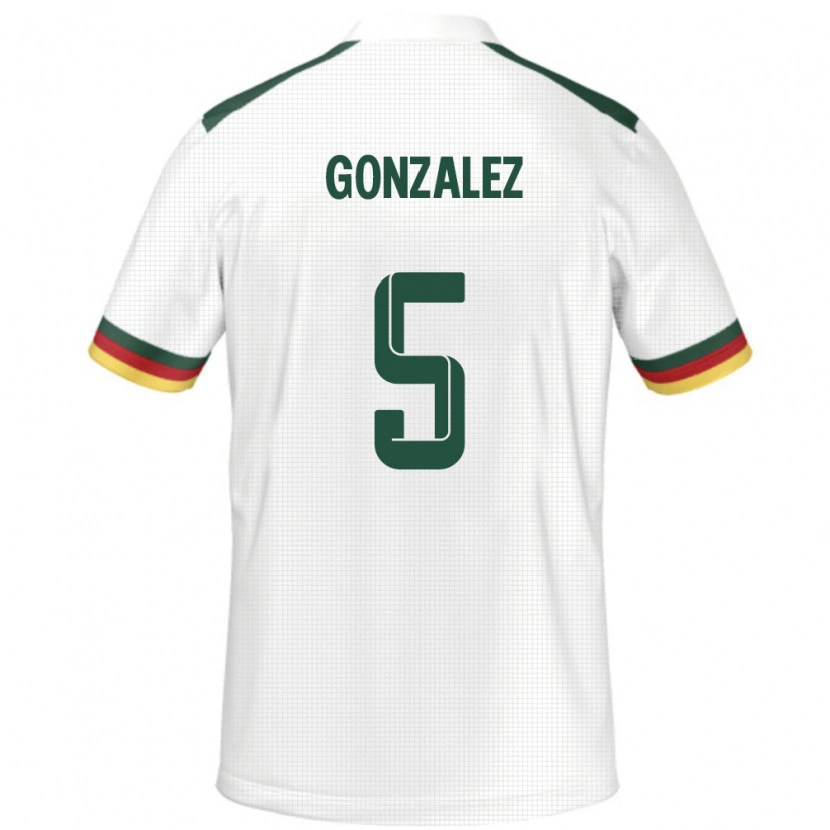 Danxen Heren Kameroen Oumar Gonzalez #5 Wit Uitshirt Uittenue 24-26 T-Shirt