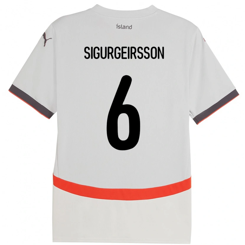 Danxen Heren Ijsland Rúnar Thór Sigurgeirsson #6 Wit Uitshirt Uittenue 24-26 T-Shirt