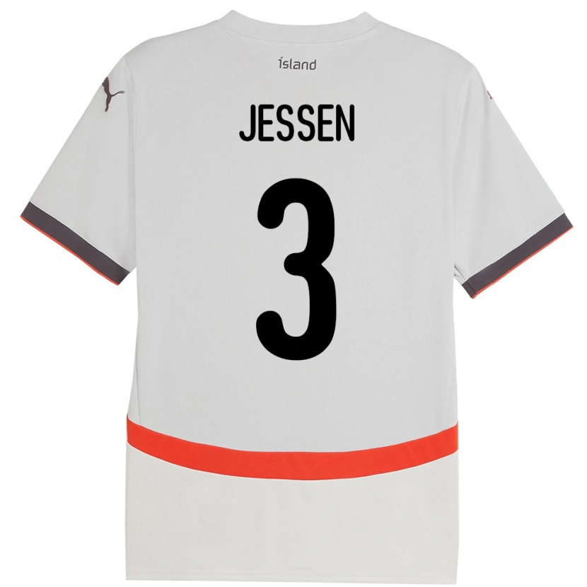 Danxen Heren Ijsland Sandra Jessen #3 Wit Uitshirt Uittenue 24-26 T-Shirt