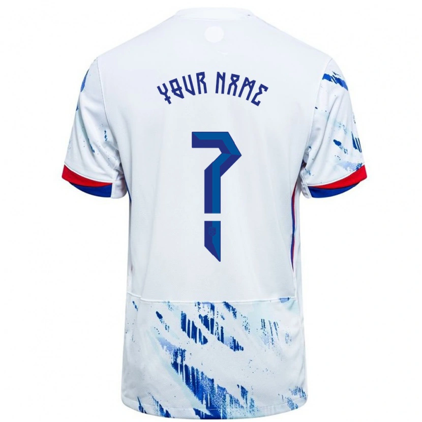 Danxen Heren Noorwegen Uw Naam #0 Wit Blauw Uitshirt Uittenue 24-26 T-Shirt