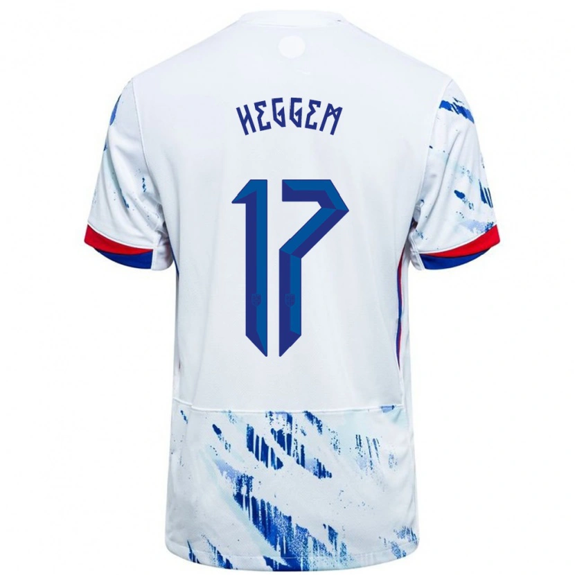 Danxen Heren Noorwegen Torbjørn Heggem #17 Wit Blauw Uitshirt Uittenue 24-26 T-Shirt