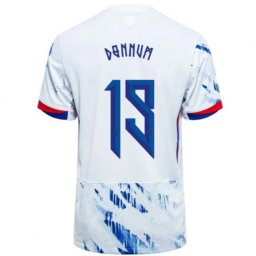 Danxen Heren Noorwegen Aron Dønnum #19 Wit Blauw Uitshirt Uittenue 24-26 T-Shirt