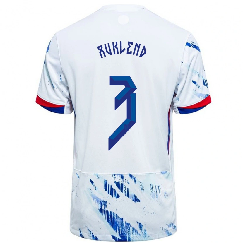 Danxen Heren Noorwegen Vetle Auklend #3 Wit Blauw Uitshirt Uittenue 24-26 T-Shirt