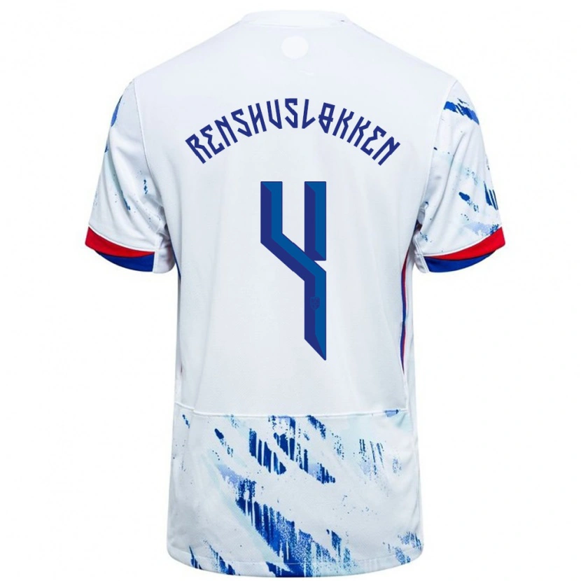 Danxen Heren Noorwegen Jesper Renshusløkken #4 Wit Blauw Uitshirt Uittenue 24-26 T-Shirt