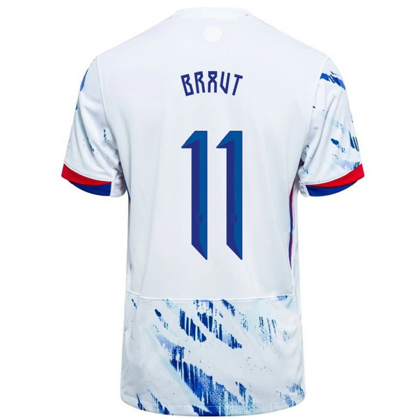 Danxen Heren Noorwegen Daniel Braut #11 Wit Blauw Uitshirt Uittenue 24-26 T-Shirt