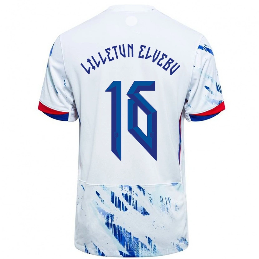 Danxen Heren Noorwegen Aleksander Lilletun Elvebu #16 Wit Blauw Uitshirt Uittenue 24-26 T-Shirt