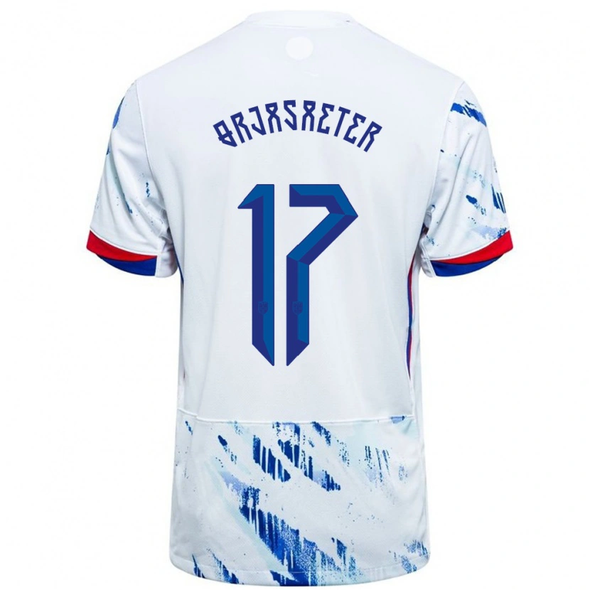 Danxen Heren Noorwegen Sondre Ørjasæter #17 Wit Blauw Uitshirt Uittenue 24-26 T-Shirt