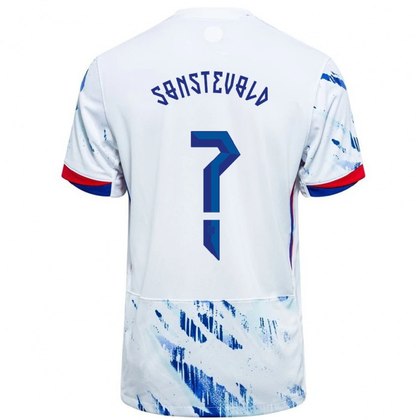 Danxen Heren Noorwegen Anja Sønstevold #0 Wit Blauw Uitshirt Uittenue 24-26 T-Shirt
